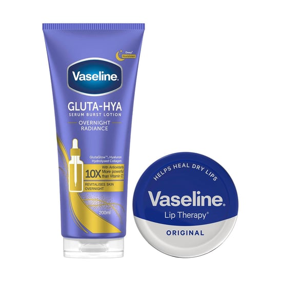 Vaseline Gluta-Hya Night Glow Repair Body Lotion 200ml & Lip Therapy 20g Duo Set - Image 1