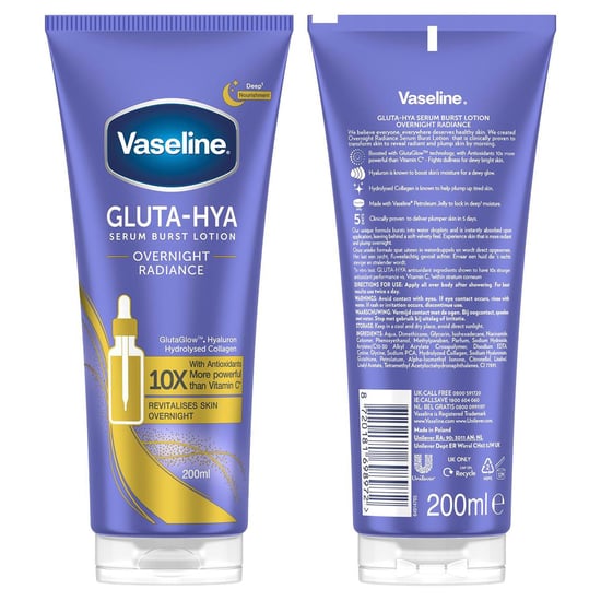 Vaseline Gluta-Hya Night Glow Repair Body Lotion 200ml & Lip Therapy 20g Duo Set - Image 2