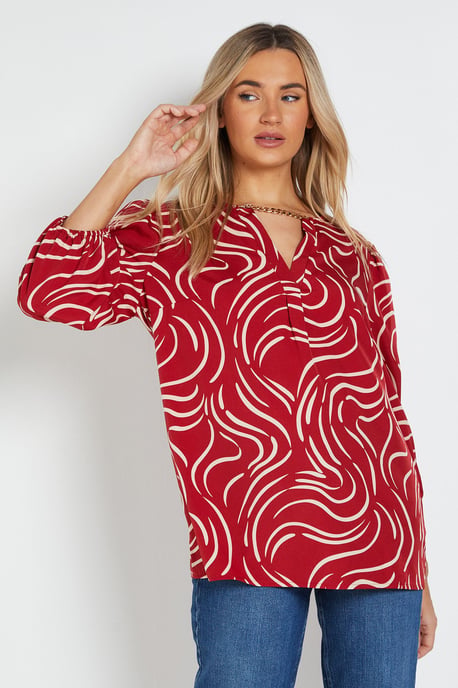 Long Sleeve Swirl Chain Detail Blouse - Image 1