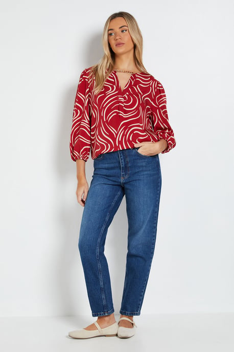 Long Sleeve Swirl Chain Detail Blouse - Image 2