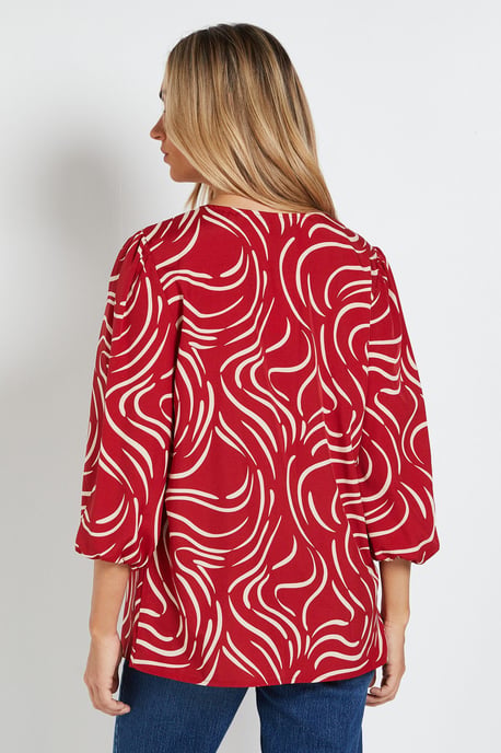 Long Sleeve Swirl Chain Detail Blouse - Image 3
