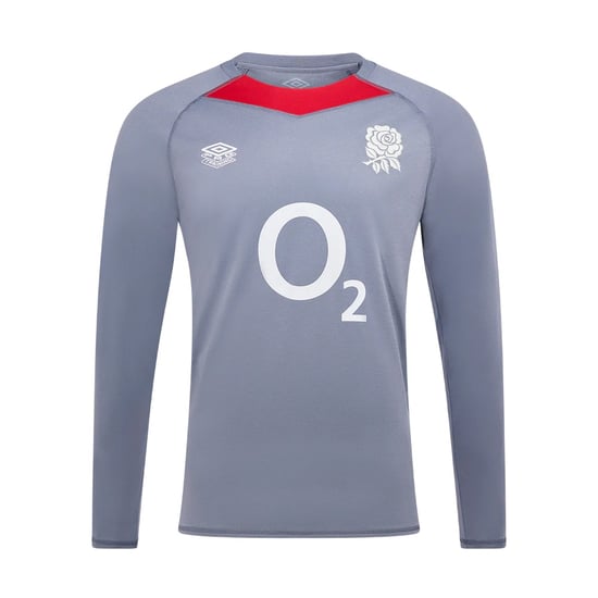 Umbro Kinder/Kids 24/25 Engeland Rugby Relaxed Fit Training Jersey (Folkstone Grijs/Equestrian Rood) - Image 1