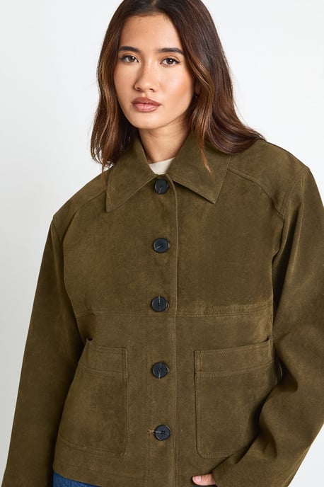 Suede Look Button Up Shacket - Image 4