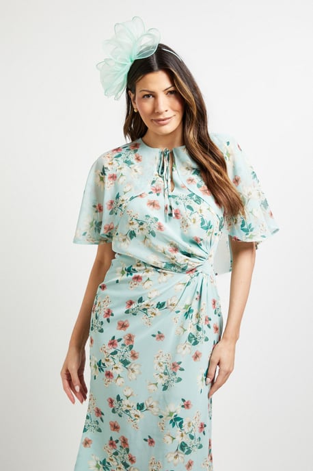 Cape Sleeve Ruched Midi Dress - Image 2
