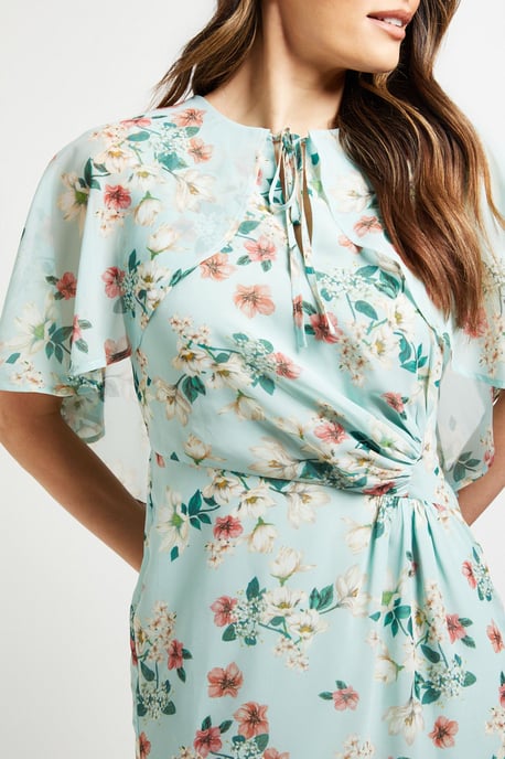Cape Sleeve Ruched Midi Dress - Image 5