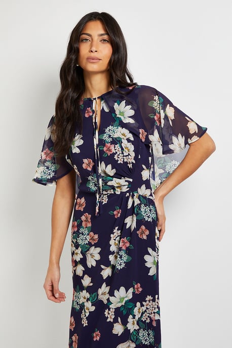 Cape Sleeve Ruched Midi Dress - Image 2