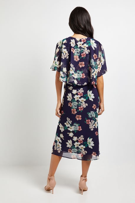 Cape Sleeve Ruched Midi Dress - Image 3