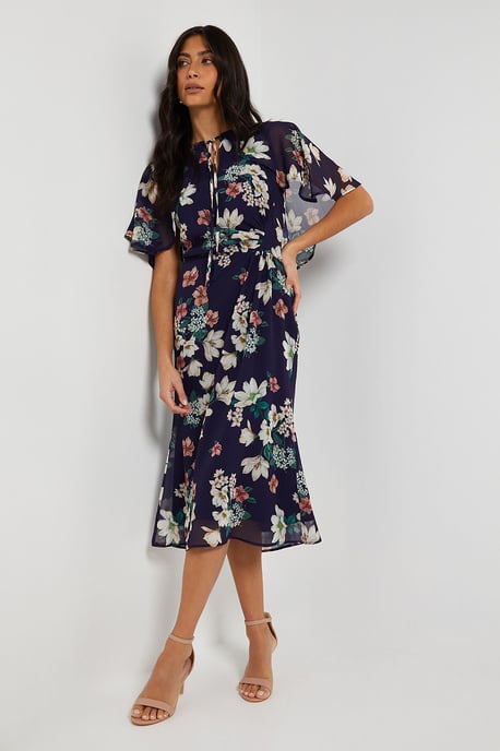 Cape Sleeve Ruched Midi Dress - Image 4