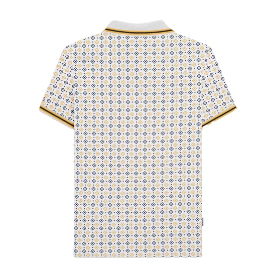 Lambretta Heren Geometrisch Poloshirt (Wit/Navy/Smoke Blue) - Image 2