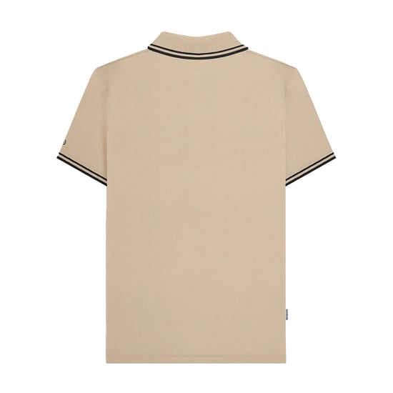 Lambretta Mens SS25 Two Tone Tipped Polo Shirt (Stone/Black) - Image 2