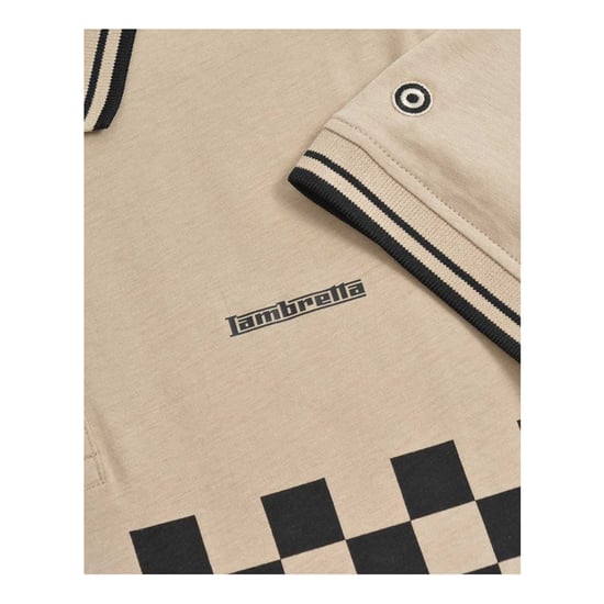 Lambretta Mens SS25 Two Tone Tipped Polo Shirt (Stone/Black) - Image 3
