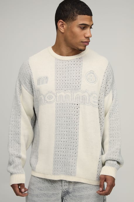Oversized Knitted Mesh Sports Top - Image 1