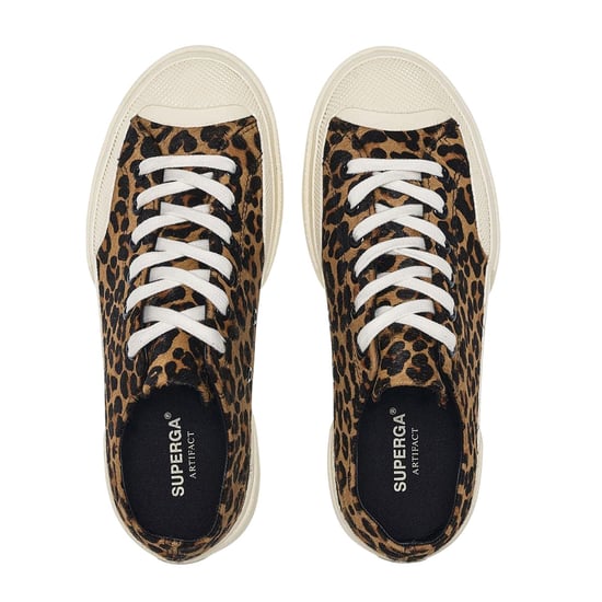 Superga Unisex 2432 Works Luipaardprint Kalfsleren Trainers voor volwassenen (Bruin/uitwendig wit) - Image 3