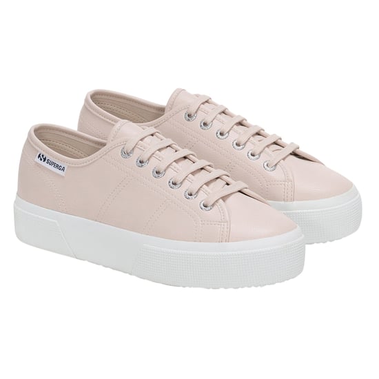 Superga Dames/Dames 3740 Leggera Vegan Tumbled Platform Trainers (Beige/Kristal) - Image 3