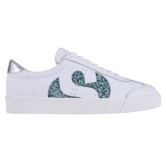 Superga Dames/Dames 2843 Club S Glitter Leren Trainers (Wit-Blauw/Licht) - Image 1