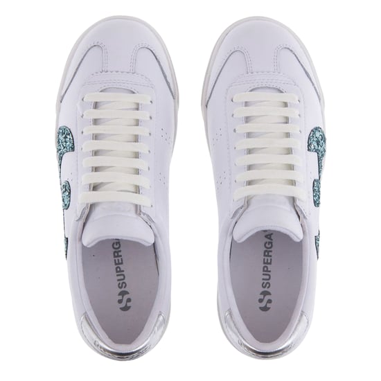 Superga Dames/Dames 2843 Club S Glitter Leren Trainers (Wit-Blauw/Licht) - Image 3