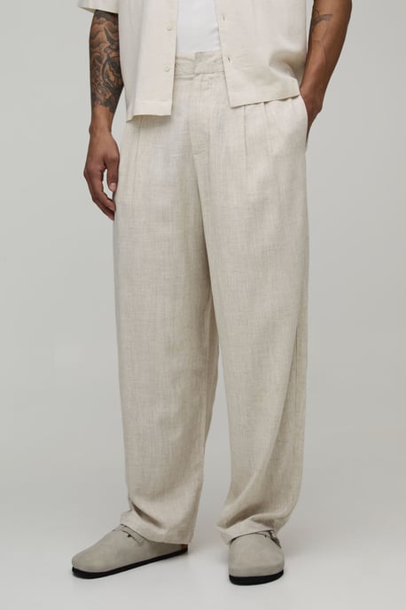 Balloon Fit Linen Blend Half & Half Trouser - Image 1