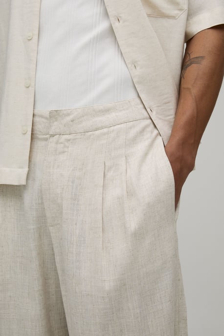 Balloon Fit Linen Blend Half & Half Trouser - Image 3