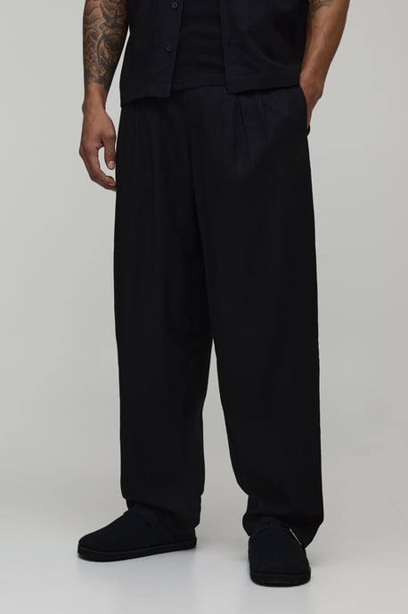Balloon Fit Linen Blend Half & Half Trouser - Image 1