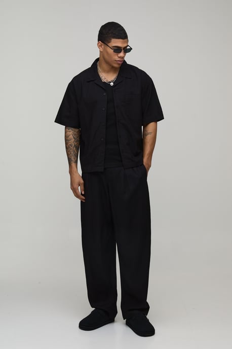 Balloon Fit Linen Blend Half & Half Trouser - Image 4