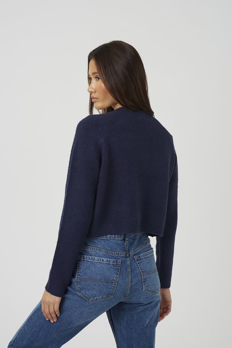 Navy Raglan Sleeve Soft Knit Cardigan - Image 2