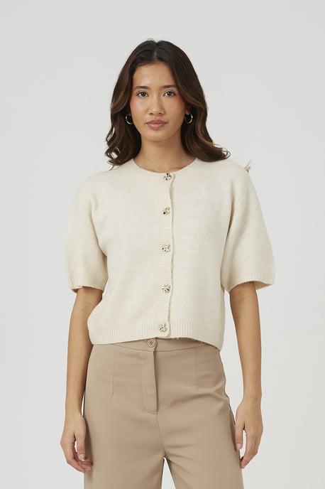 Stone Short Sleeve Jersey Knit Cardigan - Image 1