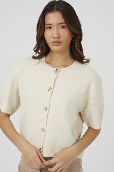 Stone Short Sleeve Jersey Knit Cardigan - Image 4