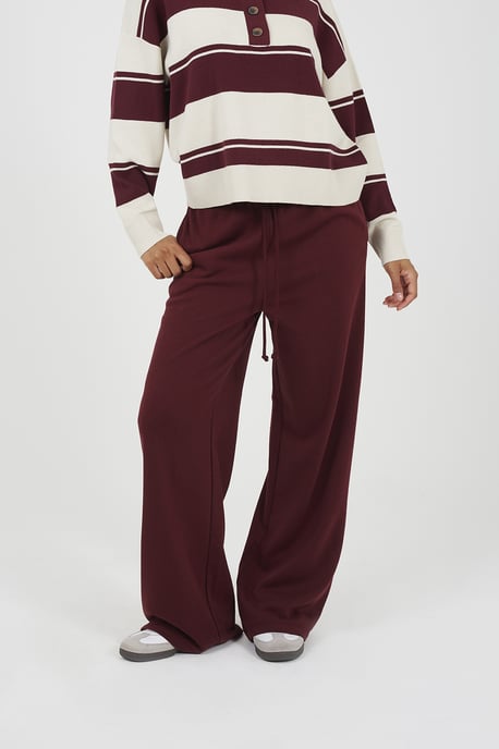 Burgundy Wide Leg Joggers - Image 1