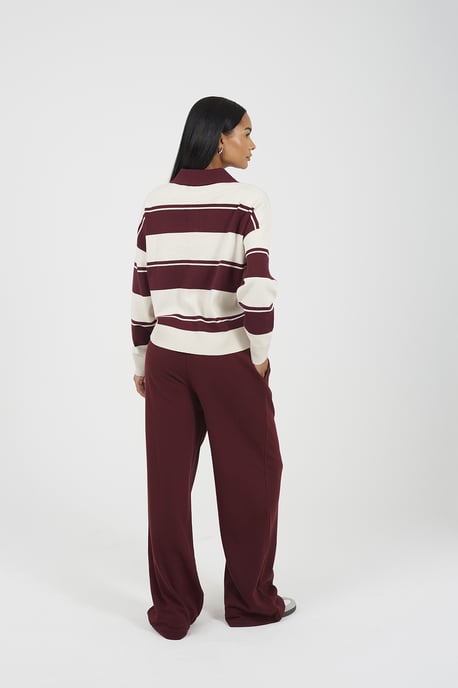 Burgundy Wide Leg Joggers - Image 2