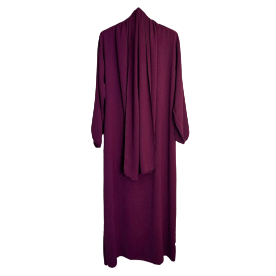 Ladies Abaya With Scarf Attached Comfortable Modest Dress One Size - Image 2
