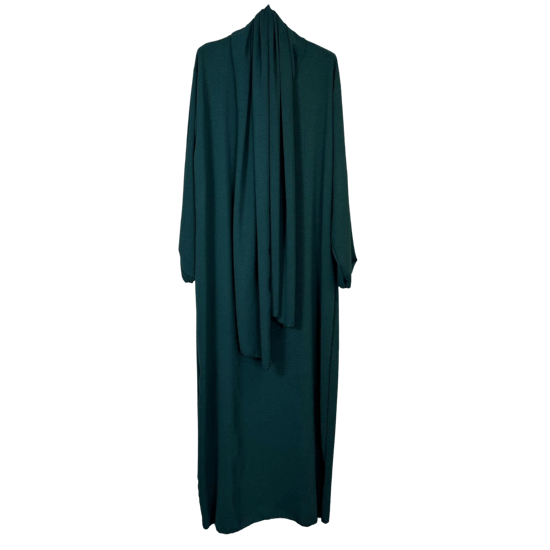 Ladies Abaya With Scarf Attached Comfortable Modest Dress One Size - Image 2