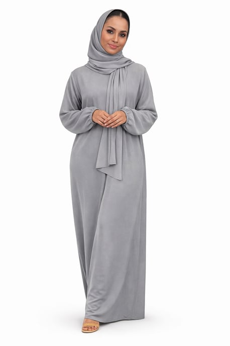 Ladies Abaya With Scarf Attached Comfortable Modest Dress One Size - Image 1