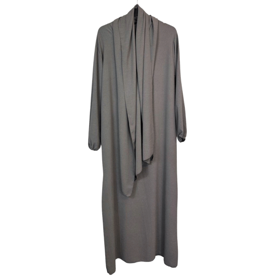 Ladies Abaya With Scarf Attached Comfortable Modest Dress One Size - Image 2