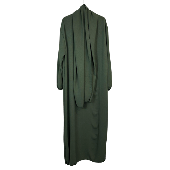 Ladies Abaya With Scarf Attached Comfortable Modest Dress One Size - Image 2