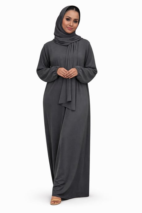 Ladies Abaya With Scarf Attached Comfortable Modest Dress One Size - Image 1
