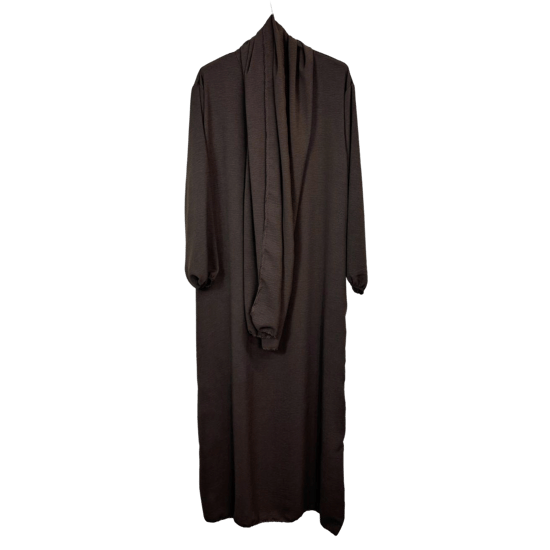 Ladies Abaya With Scarf Attached Comfortable Modest Dress One Size - Image 2