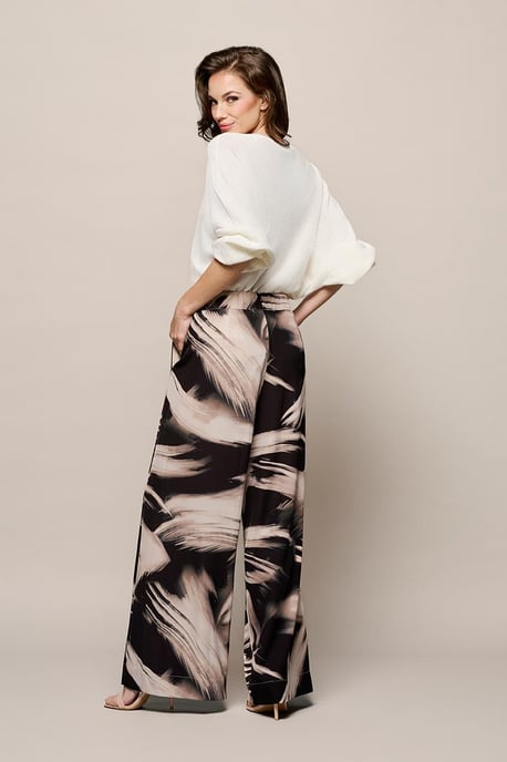 Aiden Print Broek Zwart / Off White - Image 1