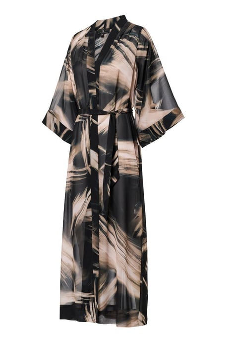 Isla Print Kaftan Zwart / Off White - Image 4