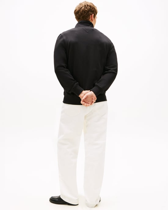 Essential Terry 1/4 Zip Sweatshirt in Black - Image 3