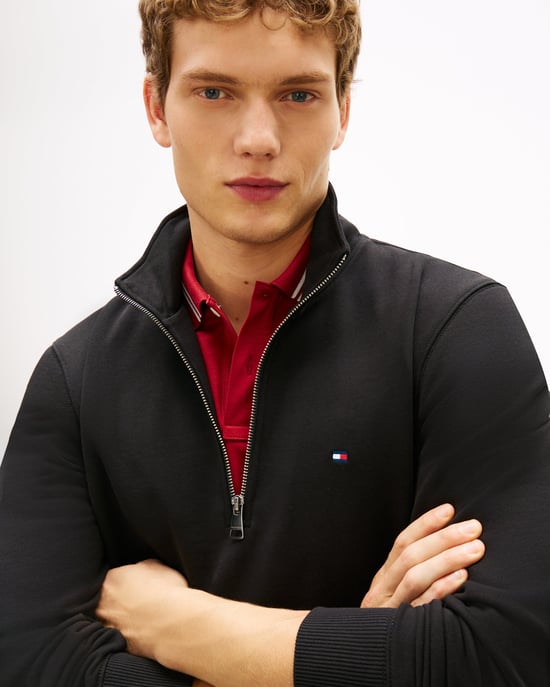 Essential Terry 1/4 Zip Sweatshirt in Black - Image 4