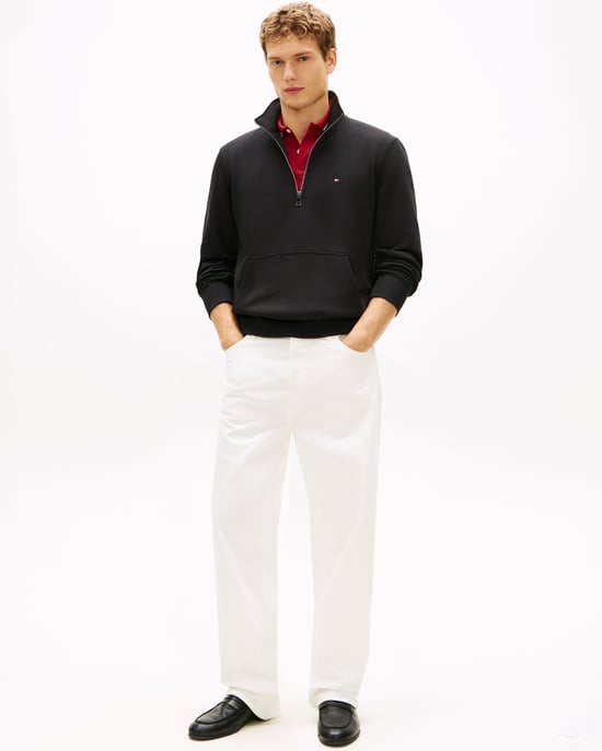 Essential Terry 1/4 Zip Sweatshirt in Black - Image 5