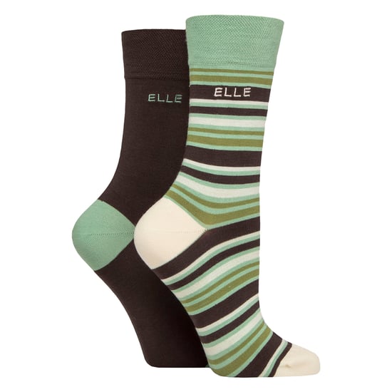 2-Pack Dames Gestreepte en Effen Bamboosokken - Zachte Ademende Comfort voor Elke Dag - Image 1