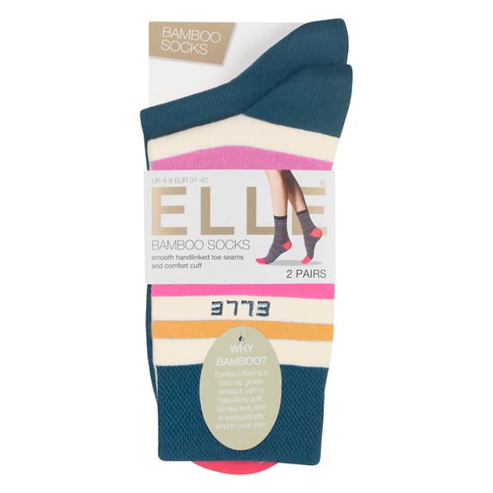 2-Pack Dames Gestreepte en Effen Bamboosokken - Zacht Ademend Dagelijks Comfort - Image 2