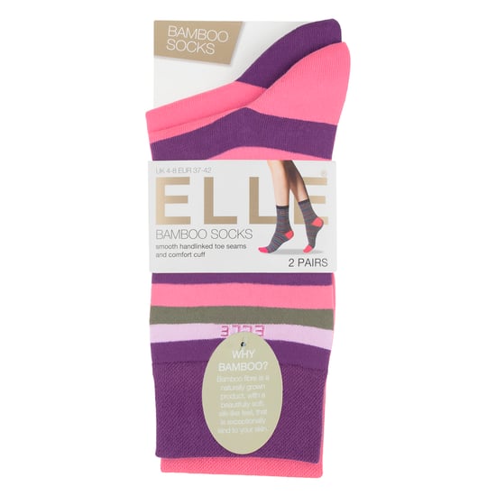 2-Pack Dames Gestreepte en Effen Bamboosokken - Zachte Ademende Dagelijkse Comfort - Image 2