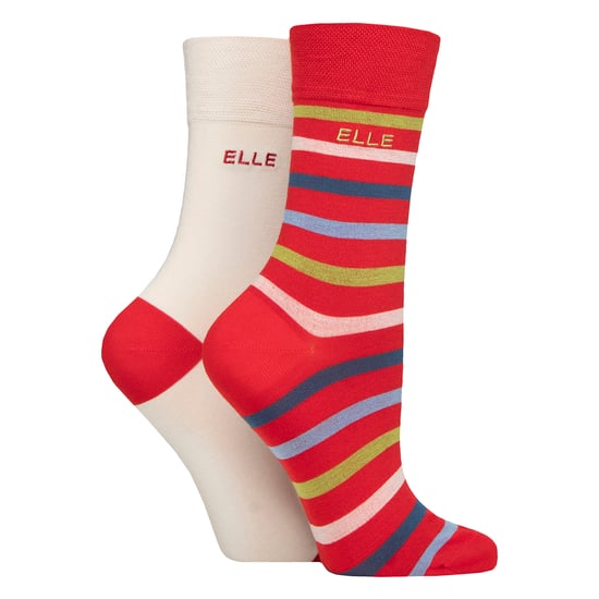 2-pack Dames Gestreepte en Effen Bamboosokken - Zacht Ademend Dagelijks Comfort - Image 1
