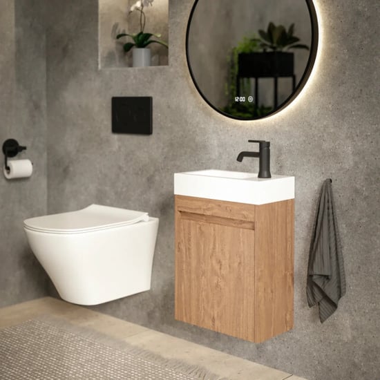 Mirlux Toiletmeubel vivo 40cm warm eiken wastafel wit - Image 4
