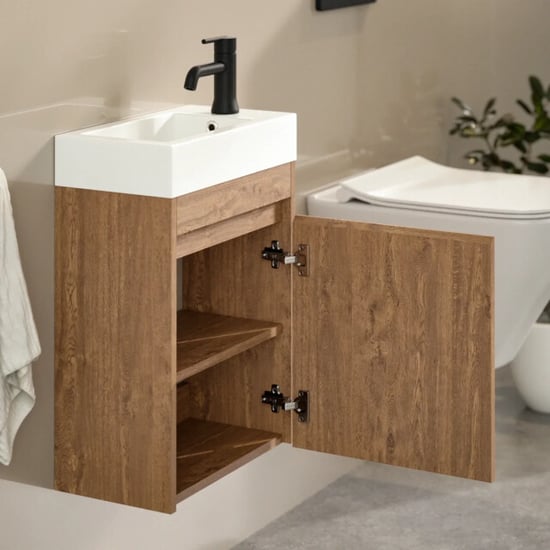 Mirlux Toiletmeubel vivo 40cm warm eiken wastafel wit - Image 5
