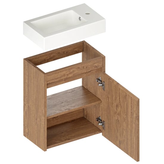 Mirlux Toiletmeubel vivo 40cm warm eiken wastafel wit - Image 6