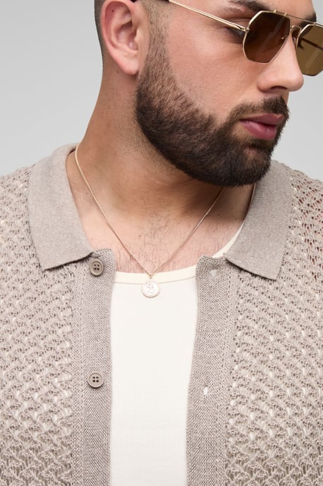 Plus Oversized Boxy Open Crochet Shirt & Short Set - Image 3