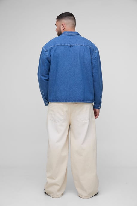 Plus Oversized Boxy Carpenter Pocket Denim Shirt - Image 2